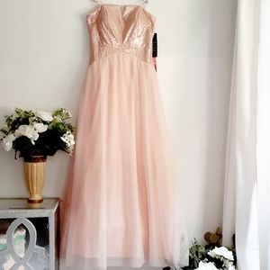 Blush pink sequin prom/formal maxi dress